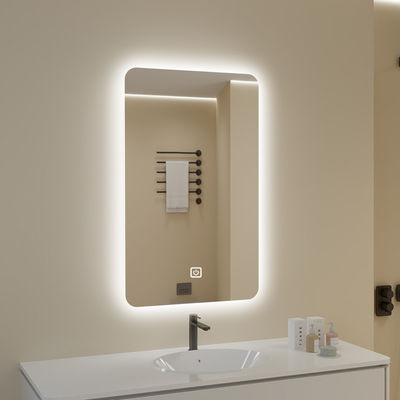 Modern Home Decor Half Moon Rectangle Shape Led Light Smart Mirror Touch Sensor Switch Wall Bathroom Mirror