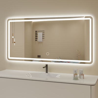 Modern Home Decor Half Moon Rectangle Shape Led Light Smart Mirror Touch Sensor Switch Wall Bathroom Mirror