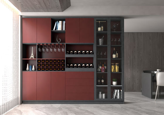 Modern Style Living Room Storage Wine Cabinet with Glass Door Drawer Wine Cabinet