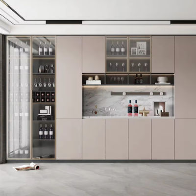 Luxury Whiskey Display Cabinet Liquor Wine Rack Commercial Winery Aluminum Frame Glass Doors Wine Luxury Bar Cabinet With Light