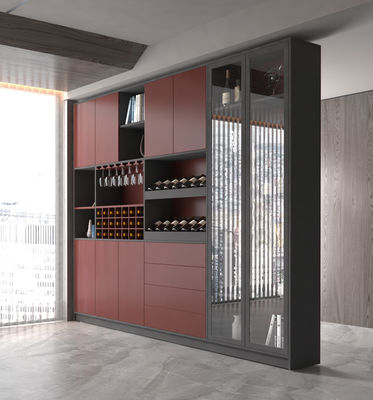 Luxury Whiskey Display Cabinet Liquor Wine Rack Commercial Winery Aluminum Frame Glass Doors Wine Luxury Bar Cabinet With Light