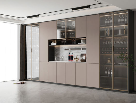 Luxury Whiskey Display Cabinet Liquor Wine Rack Commercial Winery Aluminum Frame Glass Doors Wine Luxury Bar Cabinet With Light