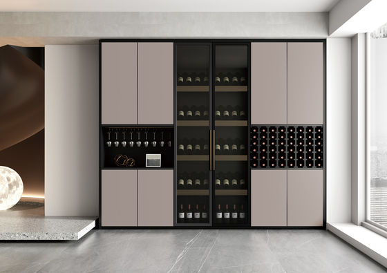 Luxury Whiskey Display Cabinet Liquor Wine Rack Commercial Winery Aluminum Frame Glass Doors Wine Luxury Bar Cabinet With Light