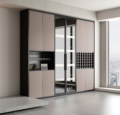 Luxury Whiskey Display Cabinet Liquor Wine Rack Commercial Winery Aluminum Frame Glass Doors Wine Luxury Bar Cabinet With Light