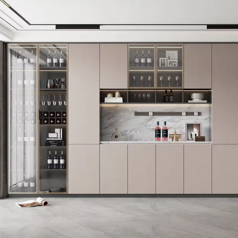 Luxury Whiskey Display Cabinet Liquor Wine Rack Commercial Winery Aluminum Frame Glass Doors Wine Luxury Bar Cabinet With Light